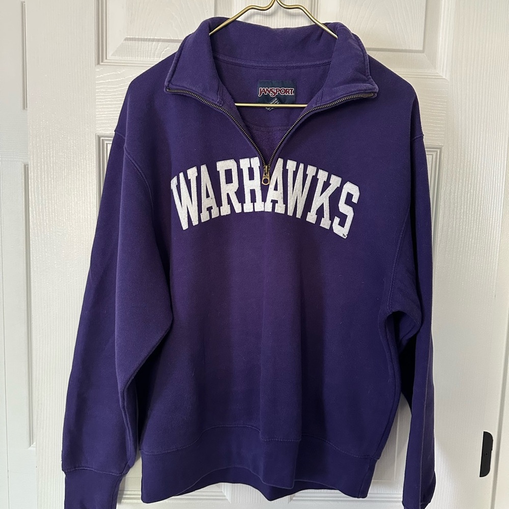 UW- Whitewater Warhawks MED Quarter Zip Jansport Deep Purple Pullover Sweatshirt
